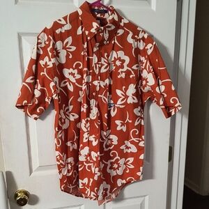 Tommy Hilfiger Orange and White Casual Button Down Shirt